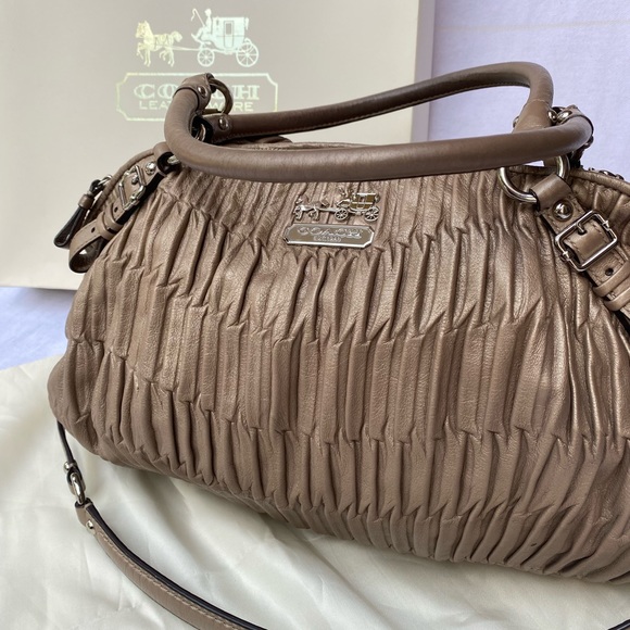 Coach Madison Gathered Sophia Satchel Tan/Gold/Champagne - Picture 5 of 9